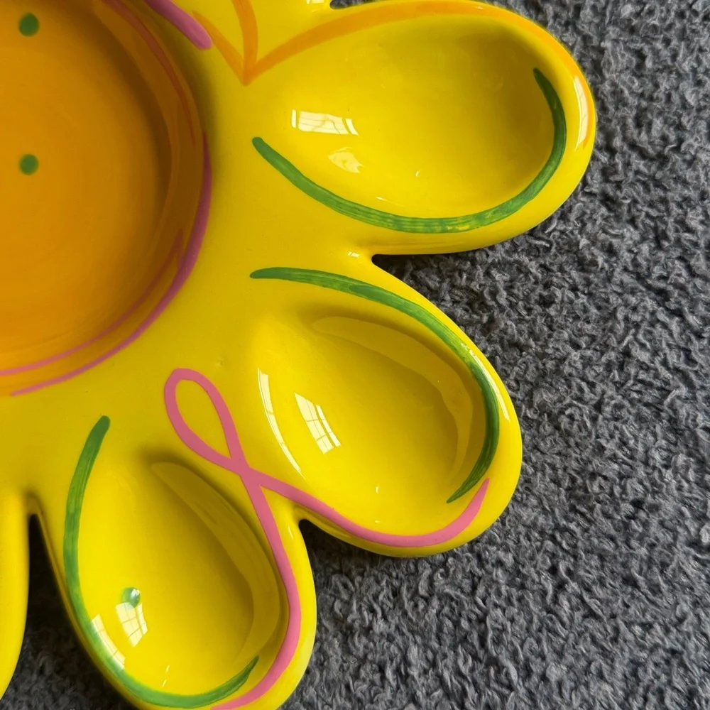 Department 56 Easter / Spring deviled egg tray in yellow and green/blue/pink